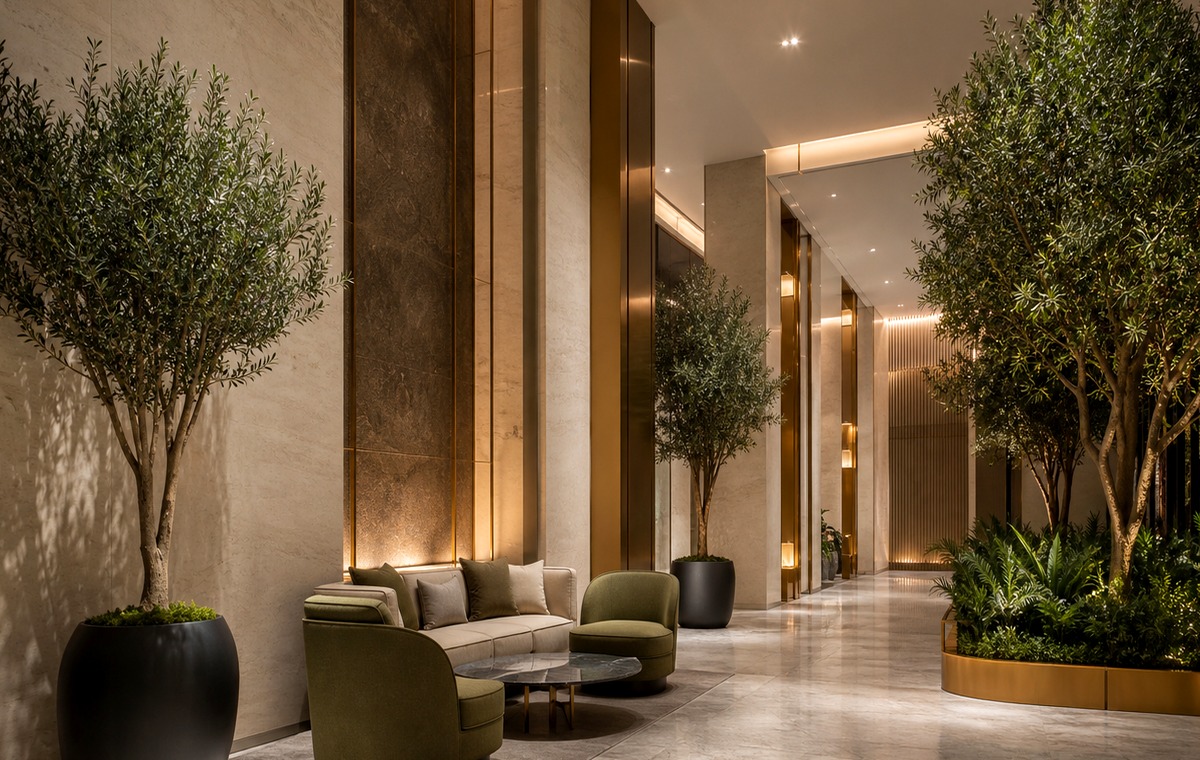 Hotel lobby faux tree project