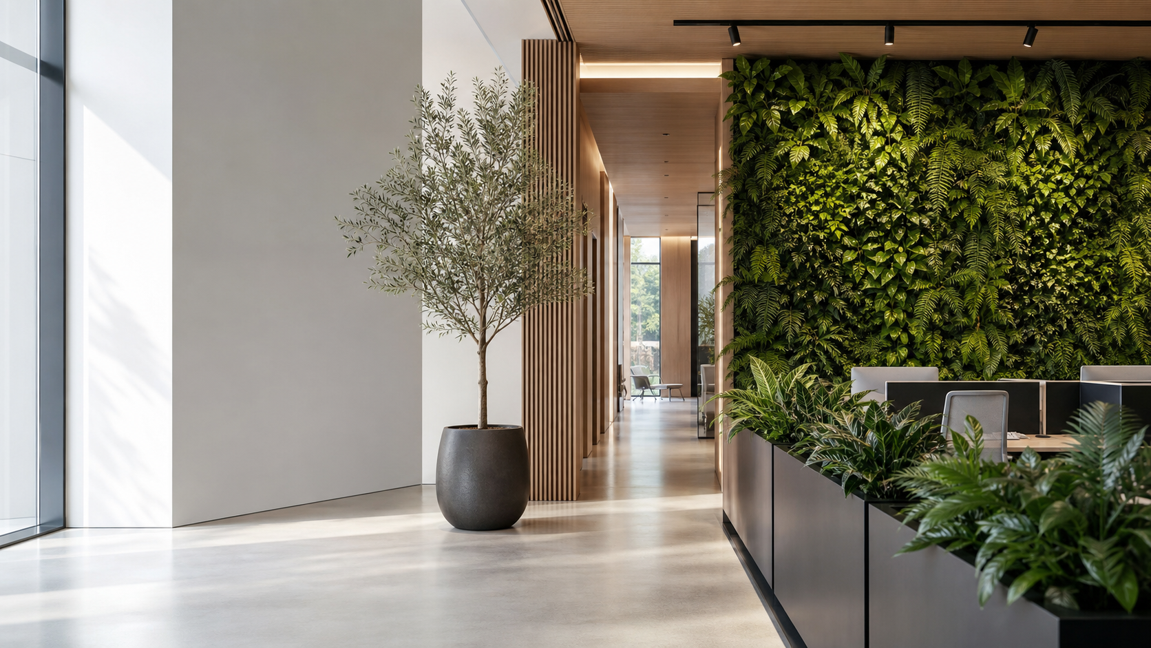 Office lobby artificial green wall case